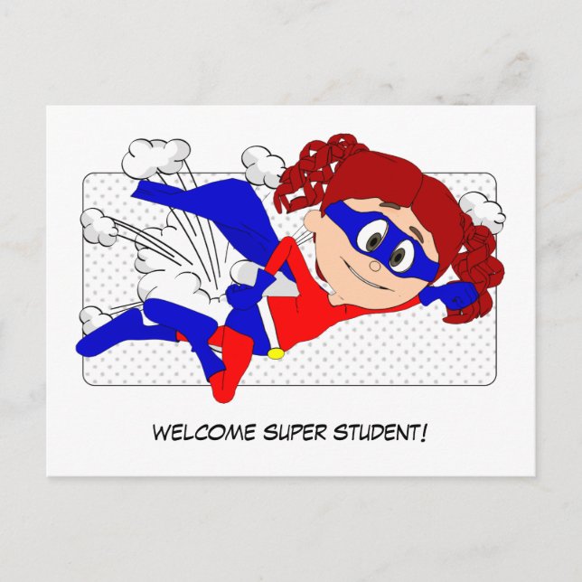Welcome Super Student Girl Postcard Back to School (Front)