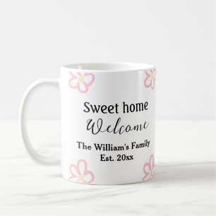 Welcome sweet home add family name year Est. Text  Coffee Mug