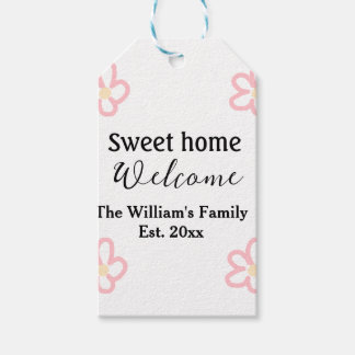 Welcome sweet home add family name year Est. Text Gift Tags