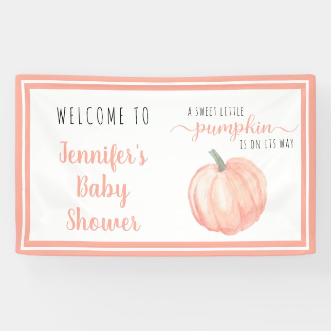 Welcome Sweet Little Pumpkin Orange Baby Shower Banner (Horizontal)