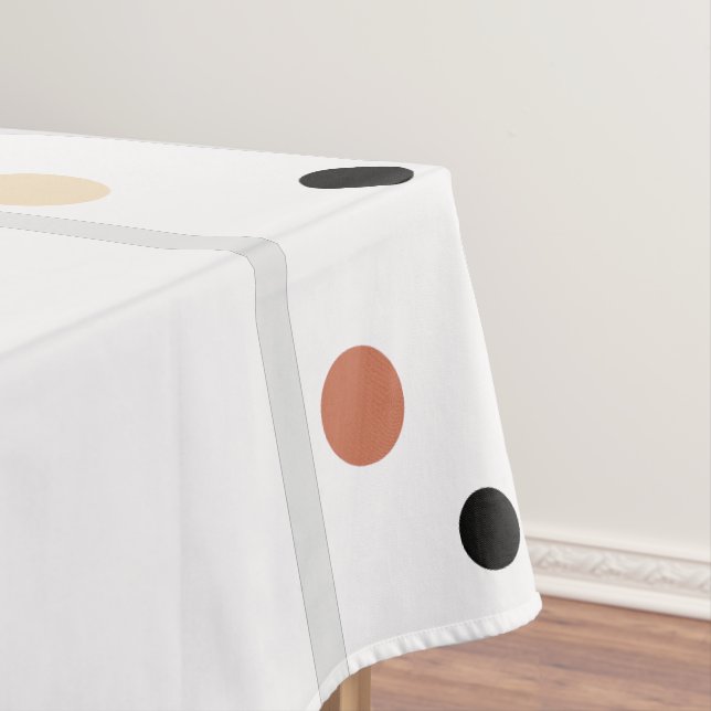 Welcome Terra Cotta Sand Black Polka Dots Tablecloth (In Situ)