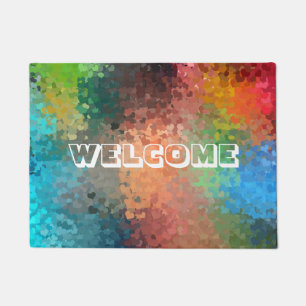 Welcome Text Modern Colourful Abstract Art Templat Doormat