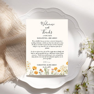 Welcome & thank you wedding guest table Card