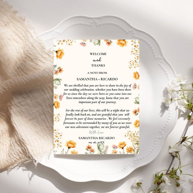 Welcome & thank you wedding guest table Card (Creator Uploaded)
