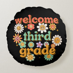 WELCOME THIRD GRADE BACK TO SCHOOL FIRST DAY ROUND PILLOW