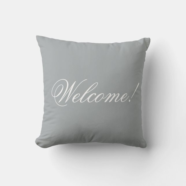 Welcome! Throw Pillow personalized Pillows grey (Front)