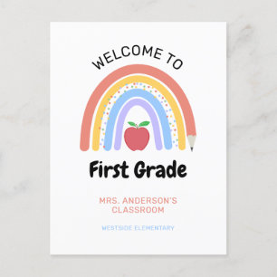 Welcome to 1st Grade Pastel Coloured Rainbow Postcard