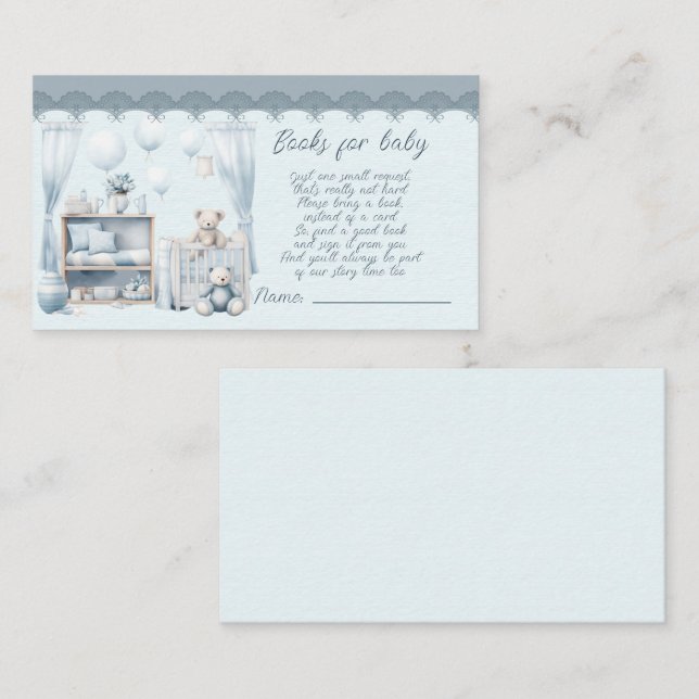 Welcome to a Baby Boy Shower Books for Baby Enclosure Card (Front/Back)
