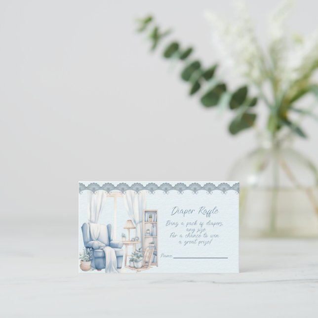 Welcome to a Baby Boy Shower Diaper Raffle Enclosure Card (Standing Front)
