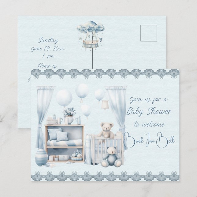 Welcome to a Baby Boy Shower Invitation Postcard (Front/Back)