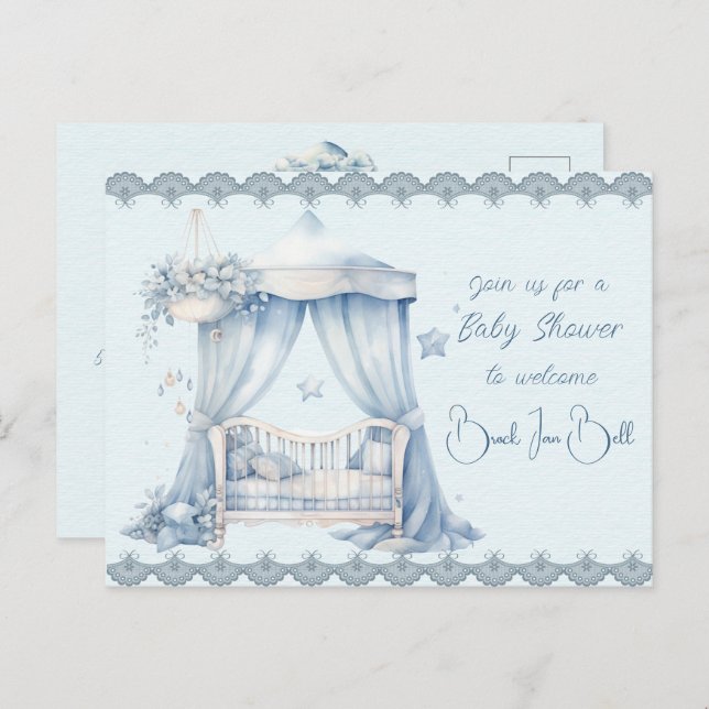 Welcome to a Baby Boy Shower Invitation Postcard (Front/Back)