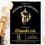 Welcome to a Roaring 20 21st Birthday Party Invitation<br><div class="desc">Chic Roaring 20 Birthday Party invitation features a flapper girl dancing in the centre. The eye-catching bold black,  gold and white colour scheme is certain to generate excitement when your guests receive their invitation.</div>