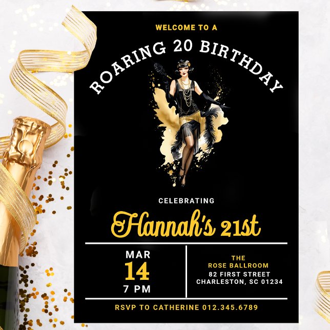 Welcome to a Roaring 20 21st Birthday Party Invitation (Creator Uploaded)