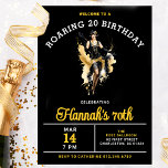 Welcome to a Roaring 20 70th Birthday Party Invitation<br><div class="desc">Chic Roaring 20 Birthday Party invitation features a flapper girl dancing in the centre. The eye-catching bold black,  gold and white colour scheme is certain to generate excitement when your guests receive their invitation.</div>