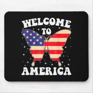 Welcome To America Patriotic Butterfly New America Mouse Pad