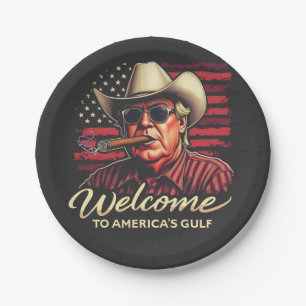Welcome to America's Gulf Funny Trump America  Paper Plate