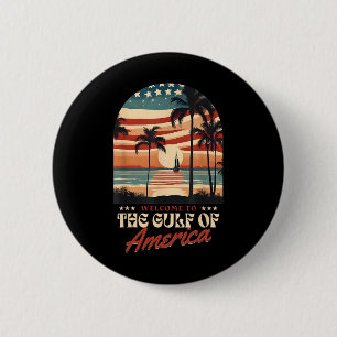 Welcome To America's Gulf Vintage Beach Usa Flag G 2 Inch Round Button