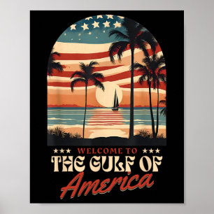 Welcome To America's Gulf Vintage Beach Usa Flag G Poster