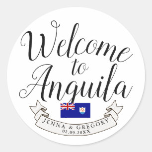 Welcome to Anguilla   Destination Wedding Favour Classic Round Sticker