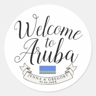 Welcome to Aruba   Destination Wedding Custom Classic Round Sticker