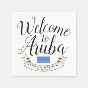Welcome to Aruba   Destination Wedding Custom Napkin