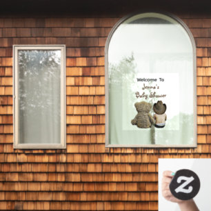Welcome to Baby Shower Lil' Cowboy and Teddy Bear Window Cling