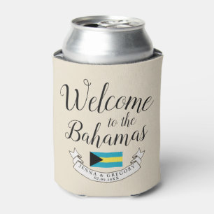 Welcome to Bahamas   Destination Wedding Custom Can Cooler