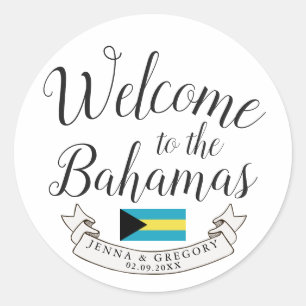 Welcome to Bahamas   Destination Wedding Custom Classic Round Sticker