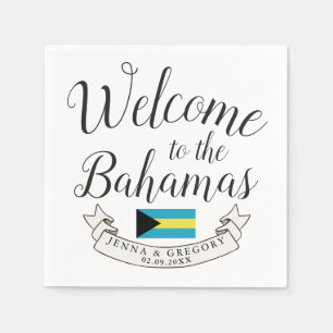 Welcome to Bahamas   Destination Wedding Custom Napkin