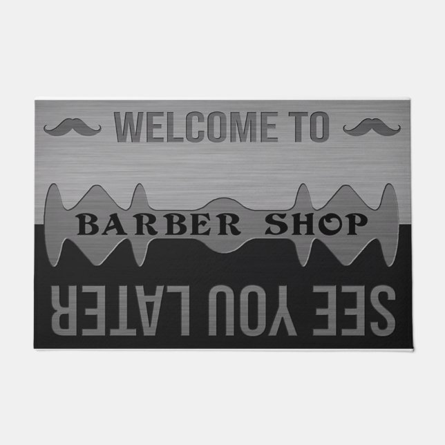 Welcome To Barber Shop, See You Later Doormat (Front)