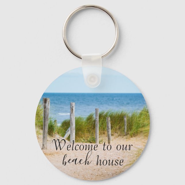 Welcome To Beach House Rental Property Vacation Keychain (Front)