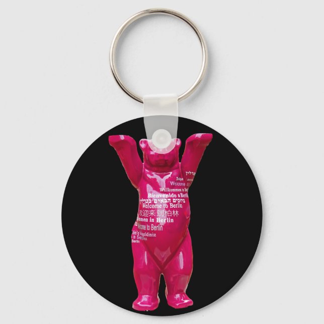 Welcome to Berlin Teddy Bear, Black Back Keychain (Front)