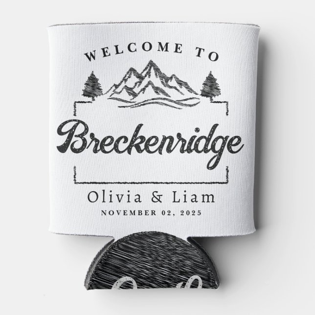 Welcome To Breckenridge Co Wedding Minimalist Can Cooler (Front)