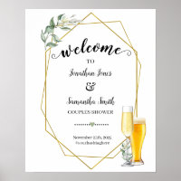 Welcome to bubbles and brews greenery gold shower