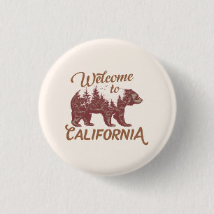 Welcome to California Bear 1 Inch Round Button