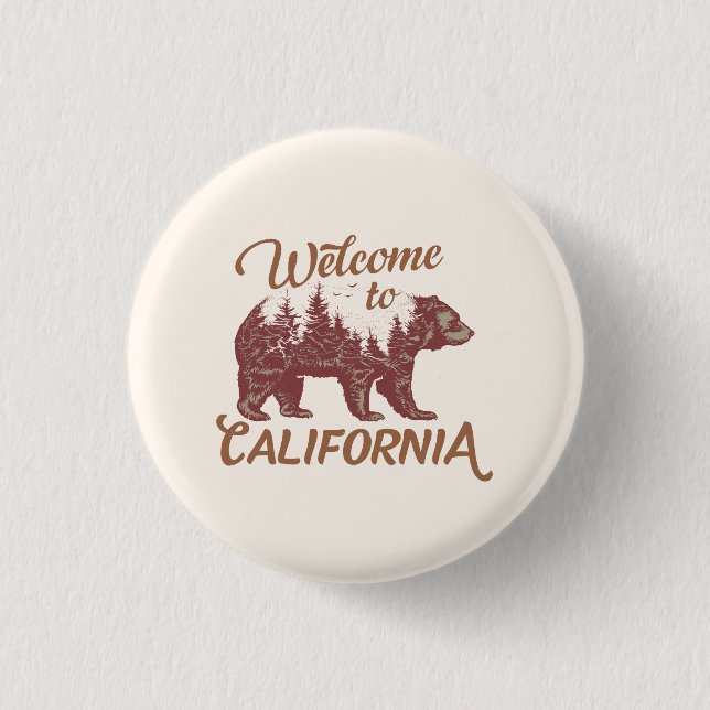 Welcome to California Bear 1 Inch Round Button (Front)