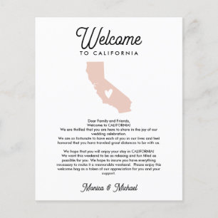 Welcome to CALIFORNIA Letter & Itinerary ANY COLOR