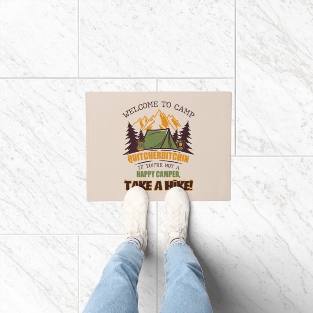 Welcome To Camp Quitcherbitchin Happy Camper Doormat (Indoor)