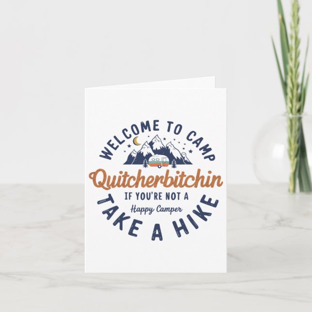 Welcome To Camp Quitcherin Funny Vintage  Card (Front)