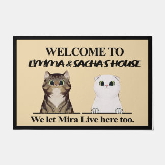 Welcome To Cats House Rug, Personalized Cat Doormat