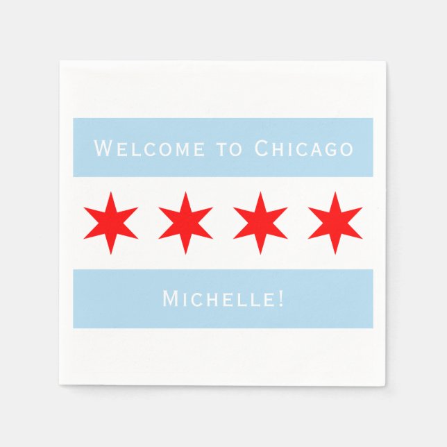 Welcome to Chicago | Personalized Chicago Flag Napkin (Front)