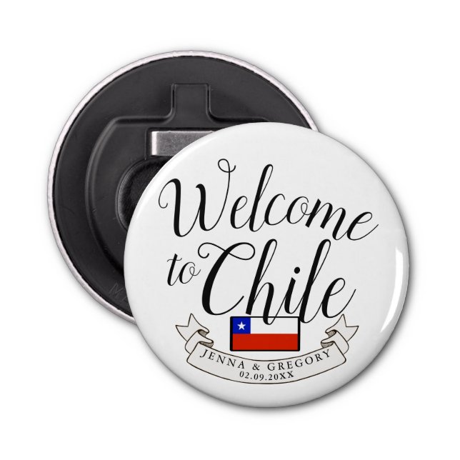 Welcome to Chile | Destination Wedding Custom Bottle Opener (Front)