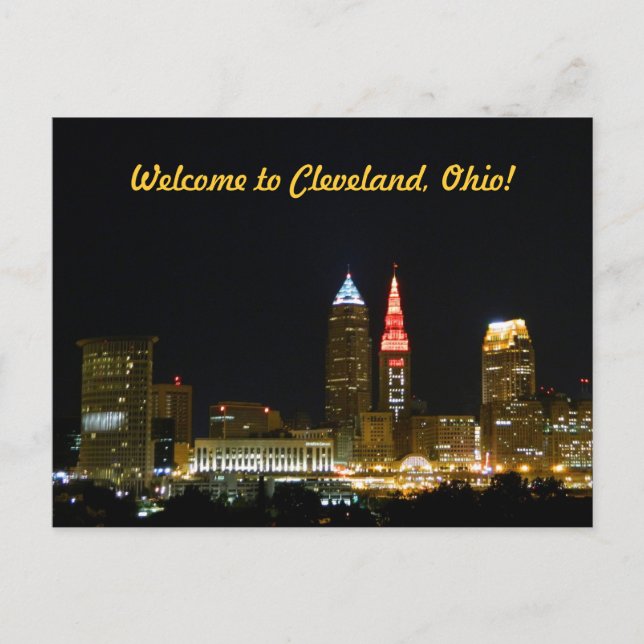 Welcome to Cleveland (Night) Postcard (Front)