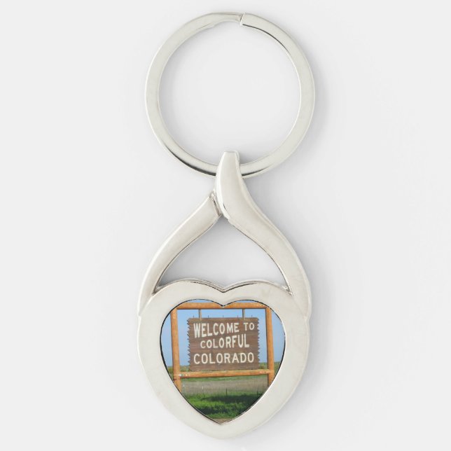 Welcome to Colourful Colorado Heart Key Chain (Front)