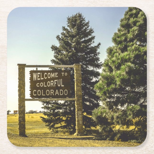 Welcome to Colourful Colorado Square Paper Coaster (Front)
