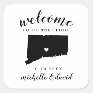 Welcome to Connecticut   Wedding custom favour Square Sticker