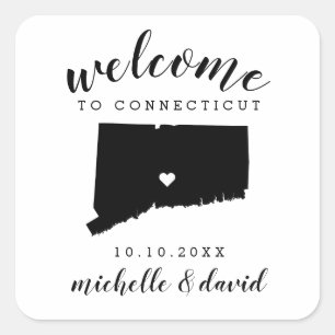 Welcome to Connecticut   Wedding custom favour Square Sticker