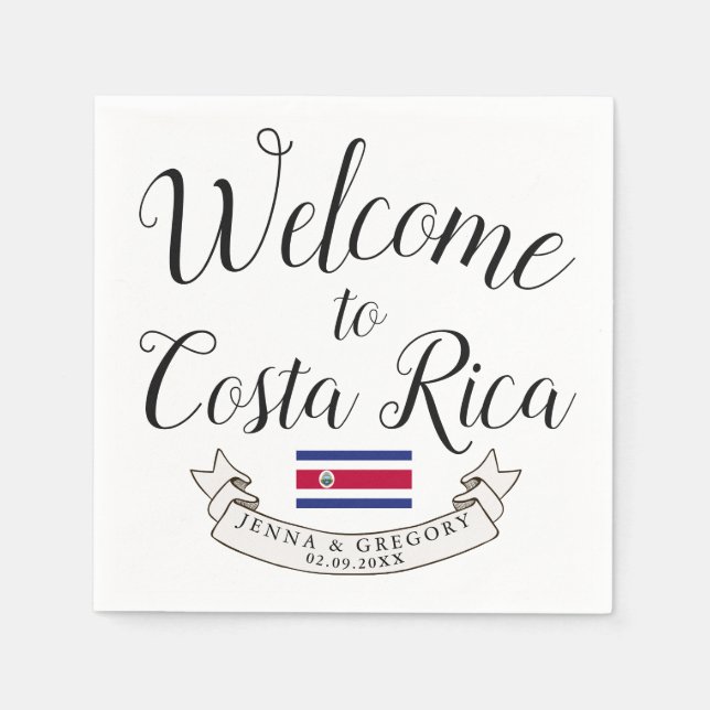 Welcome to Costa Rica | Destination Wedding Napkin (Front)