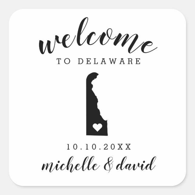 Welcome to Delaware | Wedding custom favour Square Sticker (Front)