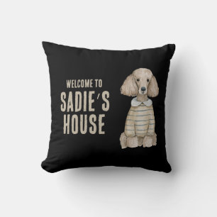 Welcome to Dog Poodle House Custom Throw Pillow